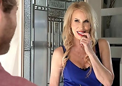 Outstanding blonde with big boobs Erica Lauren fucks in the kitchen