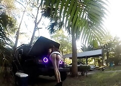 Sissy Whore Twerking and Toying Outdoors