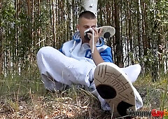 Nasty nubile fumbling his groin