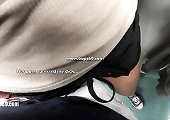 Grinding Jock in her Twat Over Garments in Subway Teach and this babe Enjoyed