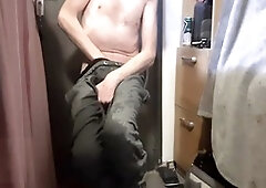 Horny guy holds in his piss and enjoys some solo play like there's no tomorrow