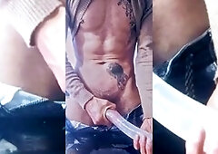 Water condom handjob leads to a hot money shot