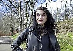 Smalltits alt babe rides POV dick for cash after blowjob