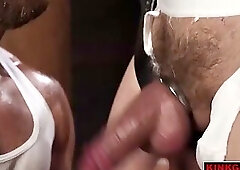 Gagged Muscle Stud Gunnar Gets Chained, Spanked and Edged by Brogan Until He Begs to Cum