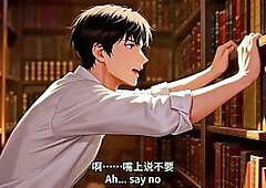 Aperture Moe glasses glamorous woman , the intimate study session in the library.Super temptation.Movie scene three. AI-generated