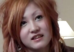 Busty redhead asian fucks and sucks on hard cock until creampie cumshot in seedy motel room