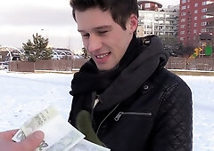 Bubble butt twink takes a facial after anal fucking