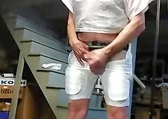 Older Guy In Football Gear Jacking Off