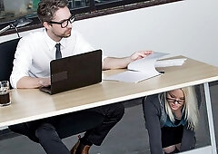 Beautiful blonde model in stockings Lola Taylor is enjoying dick-riding