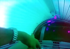 Justa9er Playing Around In Tanning Bed With My Big White Cock