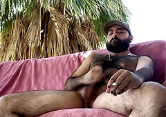 Pup Major Smoking And Jerking Off In Public