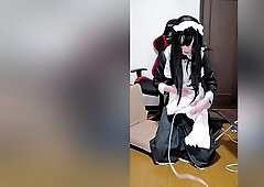 [crossdressing] Japanese Crossdresser Masturbating In Maid Outfit