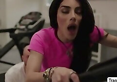 Horny Tgirl barebacked by her gym buddy