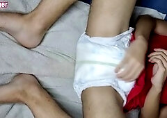 Twink boy Changes diaper