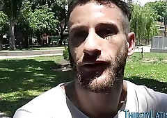 Ass fingered latino sucks cock and cums