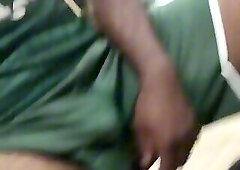 excited Palmeiras fan at the bus stop