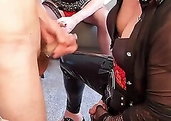 Latex mature CD with younger sucker