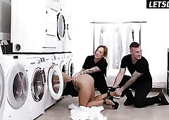 Uniform Cop Pounds Squirting Honey At The Dry Cleaner - LETSDOEIT