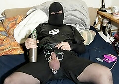 Solo estim milking with pierced cocks and big balls slapping by Qualzucht