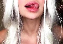 Bodacious young blonde flashing her big tits on webcam