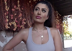 Juggy brunette Marina Maya sucks big cock and fucks for some cash