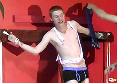 BadBoyBondage Hooded Dom Damien Fury Waxes And Whips Nosey Twunk Aiyden Moore