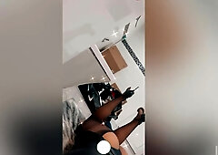 My stepdaddy sees me flash my backside for him