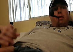 Thrill Sergeant Smoking Pipe and Masturbating to Porn