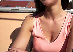 Hot cougar rooftop public pound three