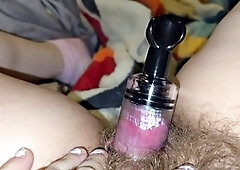 Plus-size babe Khylincate enjoys close-up orgasms while using a wand on her pumped clit