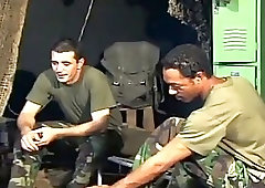 Army men getting naughty in a midnight shag
