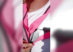 Femboy construction website labourer stays late at work and embarks on a sissy wench walk throughout the website, cums twice wearing high heeled boots