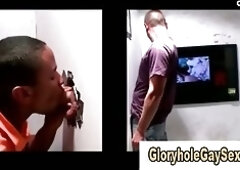 Babe lures straight guy into glory hole