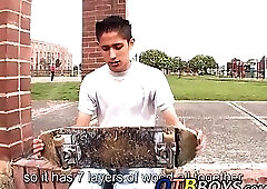 Cute latin skater twink Juan Carlos enjoys wanking his dick