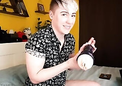 In this movie I unbox one of the toys and massage it and my love button with lube, getting swollen and hard previous to screwing my own aperture with 