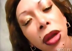 Naughty TS slut in red fucking