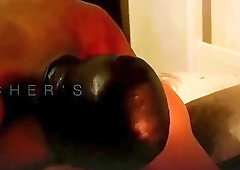 Hot sex scene between dude with latex mask and tranny