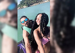 Amateur girl has sex with her instructor, while riding on the jet ski