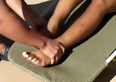 Chocolate girl drils man