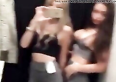 Sexy blond amateur girlfriend play in a dressing room