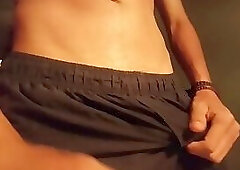 Hot guy with a huge cock can't resist and comes home masturbating