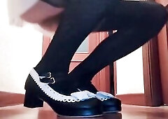 Cute crossdresser cum on kawaii shoes