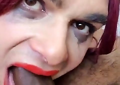 Ariela Crossdresser fellating a BIG BLACK COCK