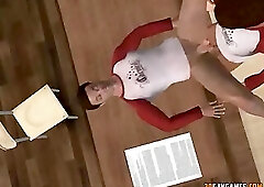 3D college dudes fucking on teacher desk