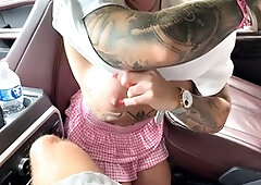 Random stranger, blowjob in car, sloppy blowjob pov