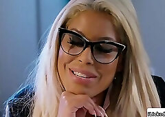 Busty milf boss getting fucked by lesbian business partner