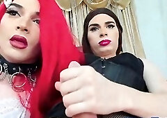 Tgirl Dick Got Sucked By Redhead Shemale