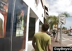 Gay boys give each other a handjob on public toilet