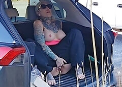 Public, real couple homemade, in public