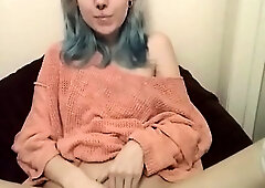 Luscious teen driving herself to orgasm with a glass dildo